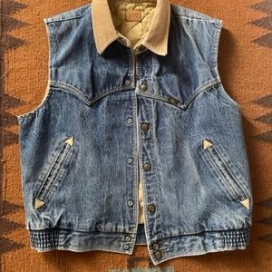 Vintage Woman's Large Denim Jean and Corduroy Vest